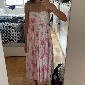 Les Rêveries white and pink floral midi dress XS